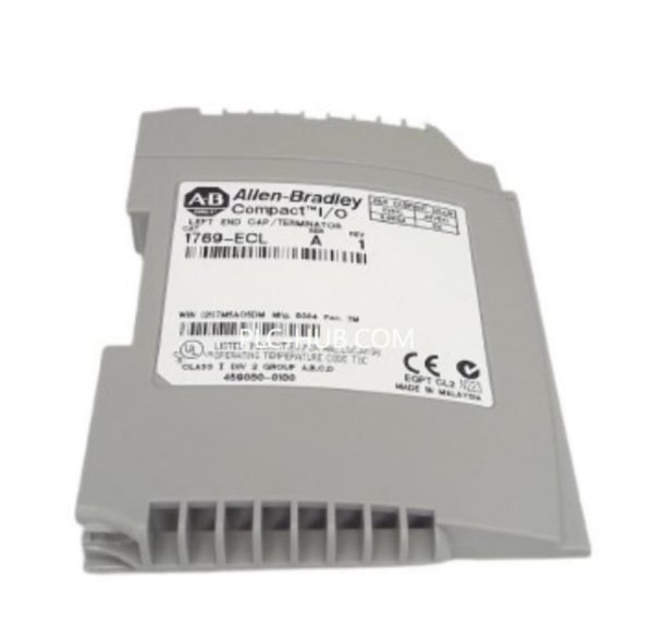 Alt Text: Allen-Bradley 1769-ECL CompactLogix Left End Cap front view Alt Text: Allen-Bradley 1769-ECL CompactLogix Left End Cap front view
