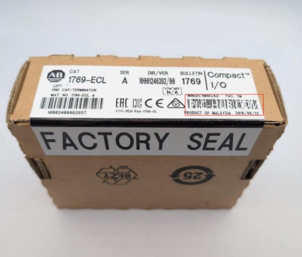 Alt Text: Allen-Bradley 1769-ECL CompactLogix Left End Cap packing view